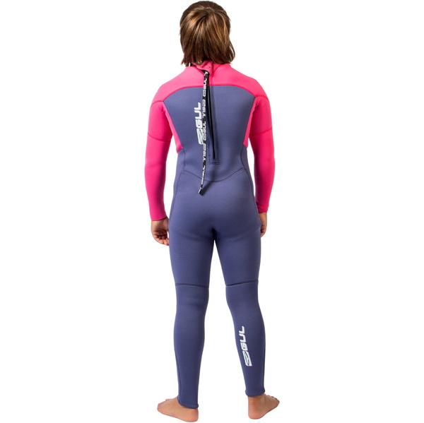 2026 Gul Junior Response Natur 3/2mm Flatlock Rug Ritssluiting Wetsuit RE1322-BLPI - Blue / Pink